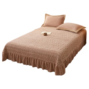 冬季保暖牛奶绒单件夹棉床盖简约风加绒加厚榻榻米铺盖床单三件套