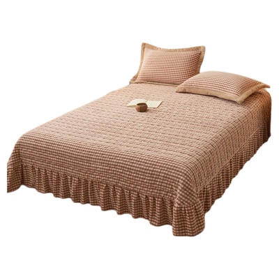 冬季保暖牛奶绒单件夹棉床盖简约风加绒加厚榻榻米铺盖床单三件套