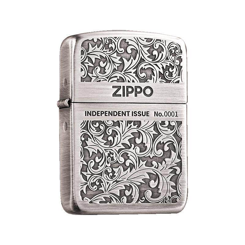 zippo打火机1941复刻唐草古银官方正版煤油防风商务风礼物送男士