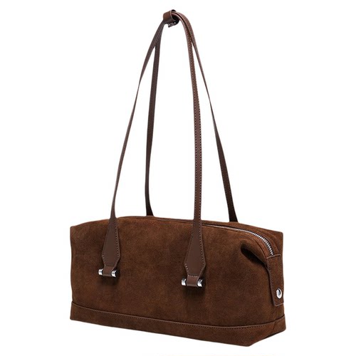 通勤磨砂牛皮枕头包2026春夏新款大容量波斯顿手提包复古单肩女包