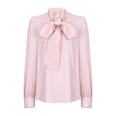 朗姿/MOJO AVENUE莫佐丝醋混纺设计感玫瑰粉衬衫女2024新款