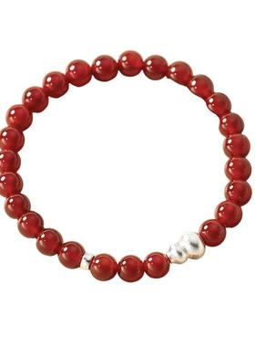 猫蛰S925银红玛瑙古法葫芦手链