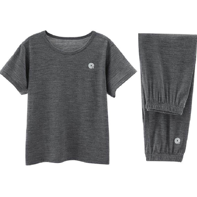 Q21儿童排汗100%羊毛家居服套装