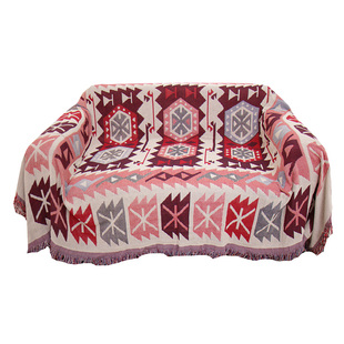 外贸民族风波西米亚粗棉线毯编织盖毯单双人沙发巾垫粗布桌巾盖布