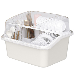 家用厨房碗筷碟收纳盒大号放餐具带盖防尘置物架沥水双层塑料碗柜
