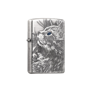 zippo打火机官方正版熏银深雕月下猫语煤油防风治愈礼物送朋友