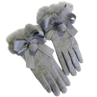 手套冬天女羊毛可爱兔毛学生防寒开骑车加绒加厚保暖触屏羊绒手套