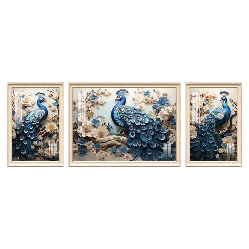 富贵孔雀客厅装饰画高档欧式壁画