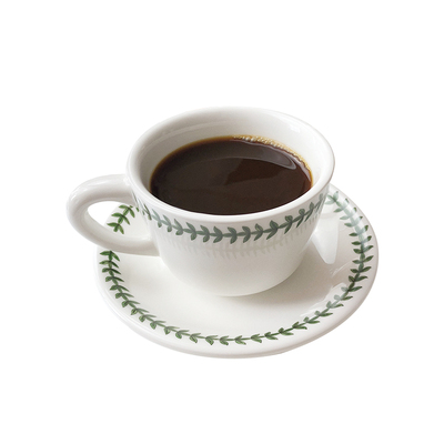 安宅小星 韩风ins森女系绿叶藤蔓陶瓷盘  网红店浓缩咖啡杯 200ml