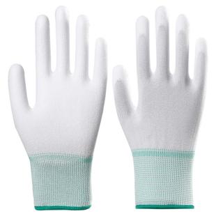 PU涂胶手套批发尼龙涂掌涂指劳保防静电工作耐磨防滑劳动干活男女