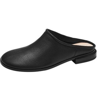 莱尔斯丹春夏新款松弛感慵懒风包头简约纯色穆勒拖鞋女鞋4T19502