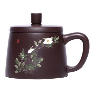 宜兴紫砂杯纯手工男士高档泥绘个人杯带盖泡茶主人杯办公女士款