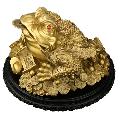 吉善缘 铜金蟾摆件 三足金蟾蜍家居客厅装饰国学工艺开业礼品9997