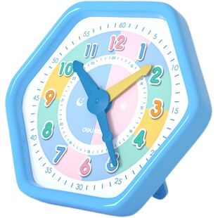 得力钟点学习器时钟模型三针联动儿童小学生塑料钟表教具益智玩具