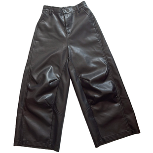 皮裤女款2026新款今年流行超火裤子设计感小众宽松春季pu皮九分裤