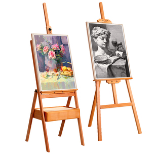 马利抽屉画架美术生专用榉木支架式素描写生画画4K实木儿童油画架子可折叠成人画展示架伸缩画板绘画工具套装
