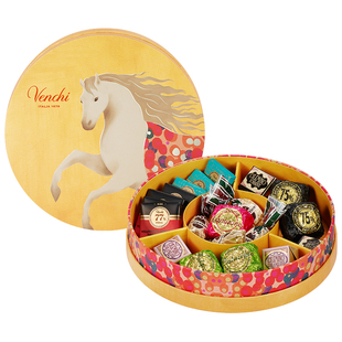 【新年限定】Venchi巧克力鎏金圆形礼盒闻绮进口高端零食生日礼物