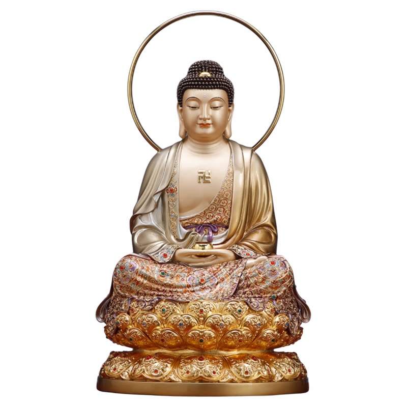娑婆三圣神像观音菩萨佛像铜摆件
