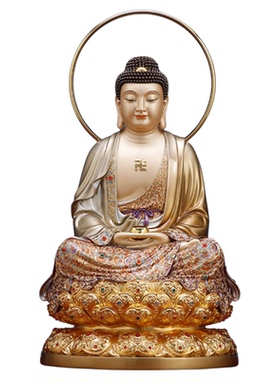 娑婆三圣神像观音菩萨佛像铜摆件