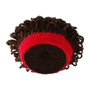 时尚假发帽可爱搞怪宝宝儿童帽爆炸头手工毛线帽秋冬街头保暖头套