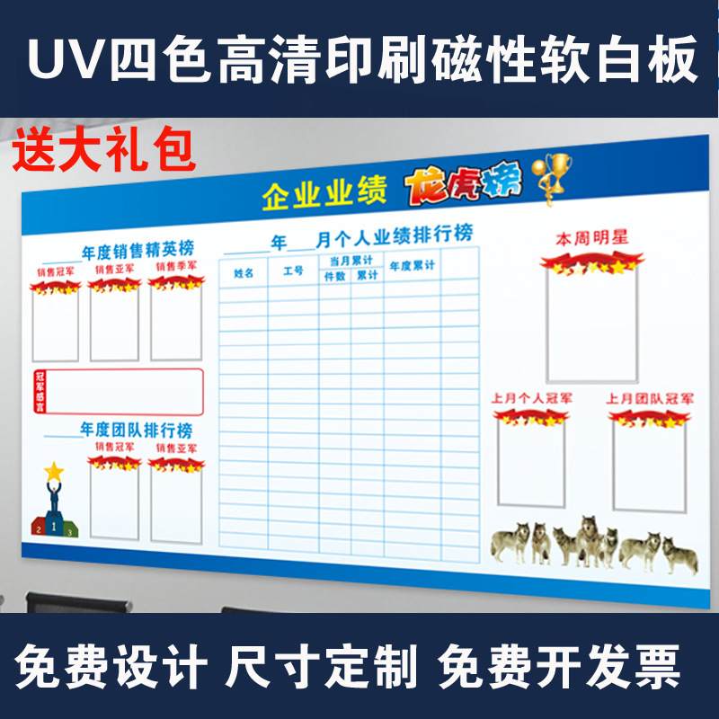 现货批发磁性软白板贴纸印刷表格磁力白板墙贴磁性荣誉榜车间管理