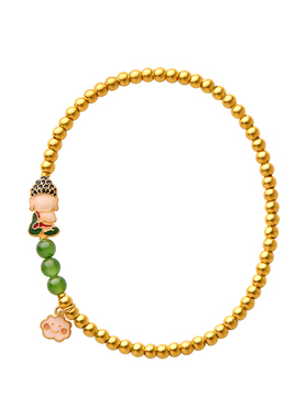 觉人古法足金佛陀祥云手链