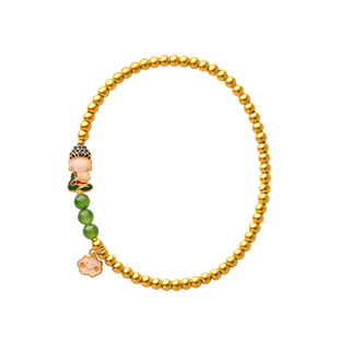 即将售罄觉人古法足金手串24k黄金珐琅佛陀祥云手链女[故道白云]G