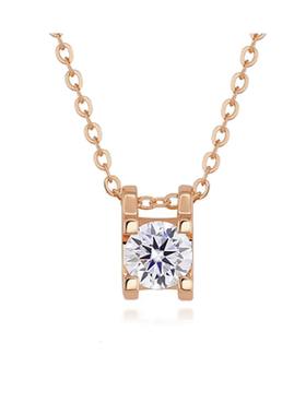 S925纯银精致四爪牛头款钻石项链项链单钻轻奢高级锁骨链女