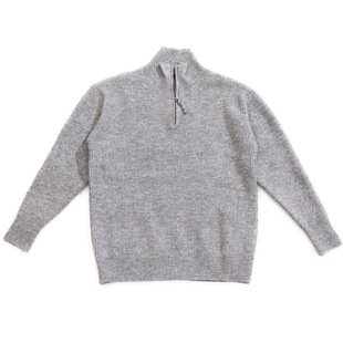 BlessedFolks秋冬新款半拉链套头翻领百搭宽松针织开衫毛衣男