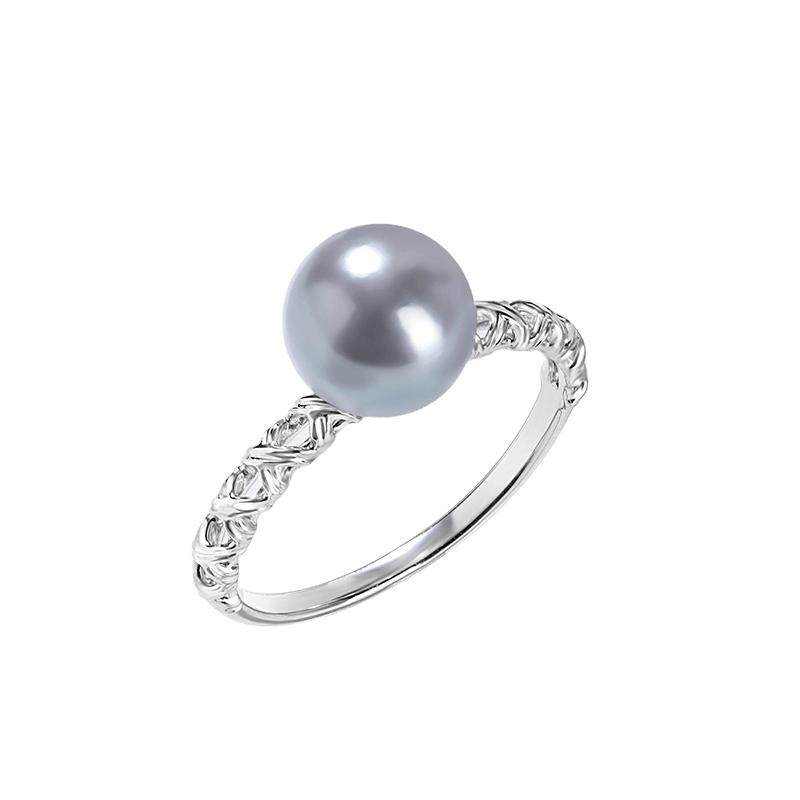 ILCO尤珂「荆棘月光」18k金Akoya海水珍珠戒指时尚8mm真多麻女戒