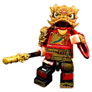 黑神话悟空手办舞狮醒狮天命人乐高人仔彩金赤罗衣小积木模型玩具