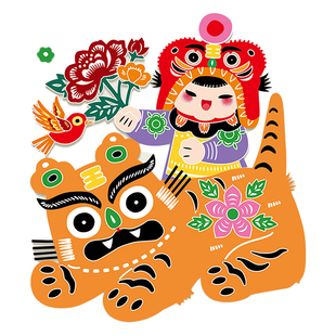 福娃玻璃贴2026马年新款窗花静电贴蔚县剪纸福字店面橱窗新年装饰