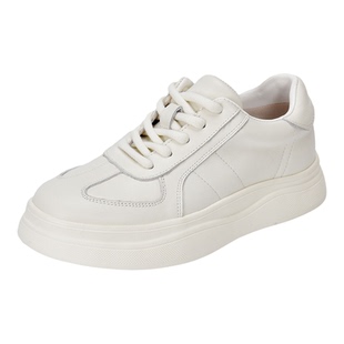 四起哥2026春秋四季厚底小白鞋女头层牛皮系带休闲板鞋百搭真皮鞋