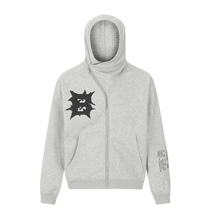 F383 2025美式重磅奇异拉链发泡连帽卫衣男女潮cleanfit宽松外套