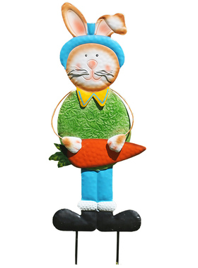 岛拉彩色铁皮地插可爱风花车摆件