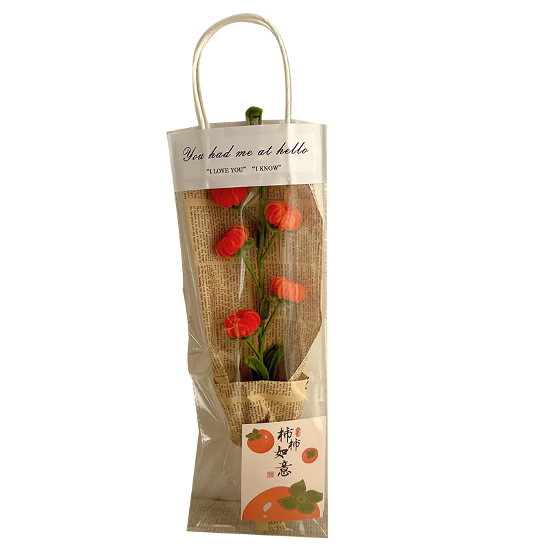 柿柿如意扭扭棒花束diy材料包柿子树毛根手工编织制作圣诞节礼物