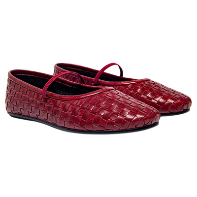 MESSRSDING红色单鞋一脚蹬奶奶鞋