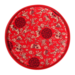 中式古典红木家具圆凳专用坐垫大小鼓凳圆形防滑座垫自吸式板凳垫