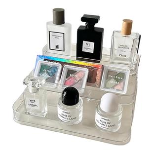 香水置物架桌面收纳盒化妆品收纳盒亚克力轻奢ins透明阶梯展示架