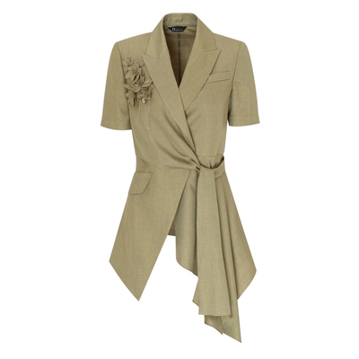 IDPAN西装领外套夏季新款高级感又a又飒短袖高端极简西装女