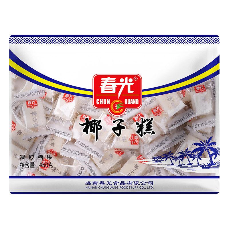 海南三亚特产春光椰子糕450g*2袋什锦水果软糖软糕椰子糖糕点零食