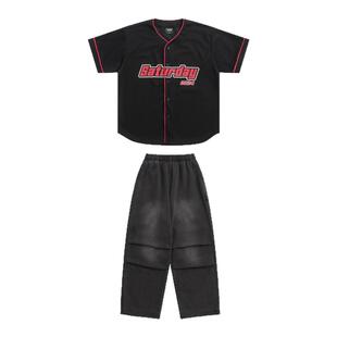 儿童嘻哈潮牌街舞童装夏季短袖套装男童少儿爵士hiphop演出潮服装