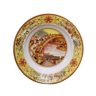 景德镇高档骨瓷质餐具盘青花深盘8英寸菜盘子碗盘碟餐具套装盘子