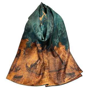 【瑞鹤图】香云纱花罗提花真丝长巾中国风高端送礼蚕丝丝巾披肩女