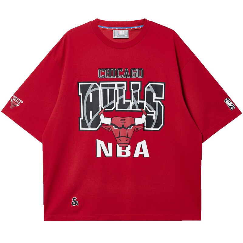 杰克琼斯奥特莱斯NBA联名公牛队T恤圆领宽松短袖秋季时尚百搭潮