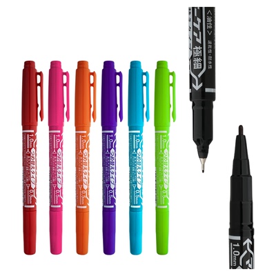 斑马日本油性不掉色双头水彩笔