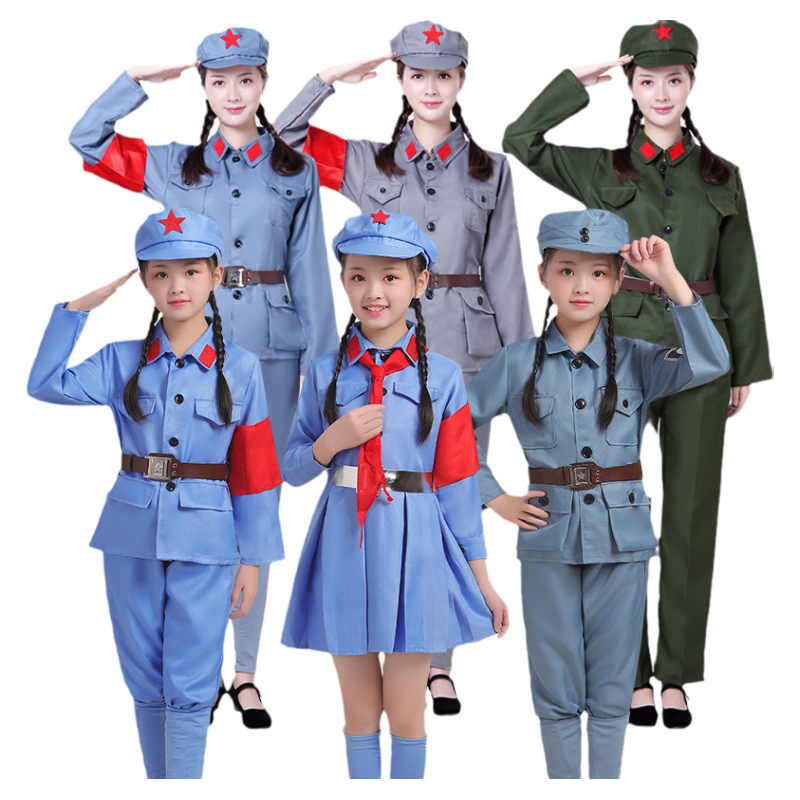 红军演出服儿童服儿童表演服装小红军衣服军装八路军闪闪红星合唱