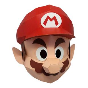 超级玛丽马里奥纸模可戴头套套头面具卡通动漫游戏cos表演出道具