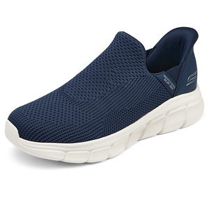 闪穿鞋斯凯奇秋新款男网面增高鞋一脚蹬健步鞋厚底缓震休闲运动鞋