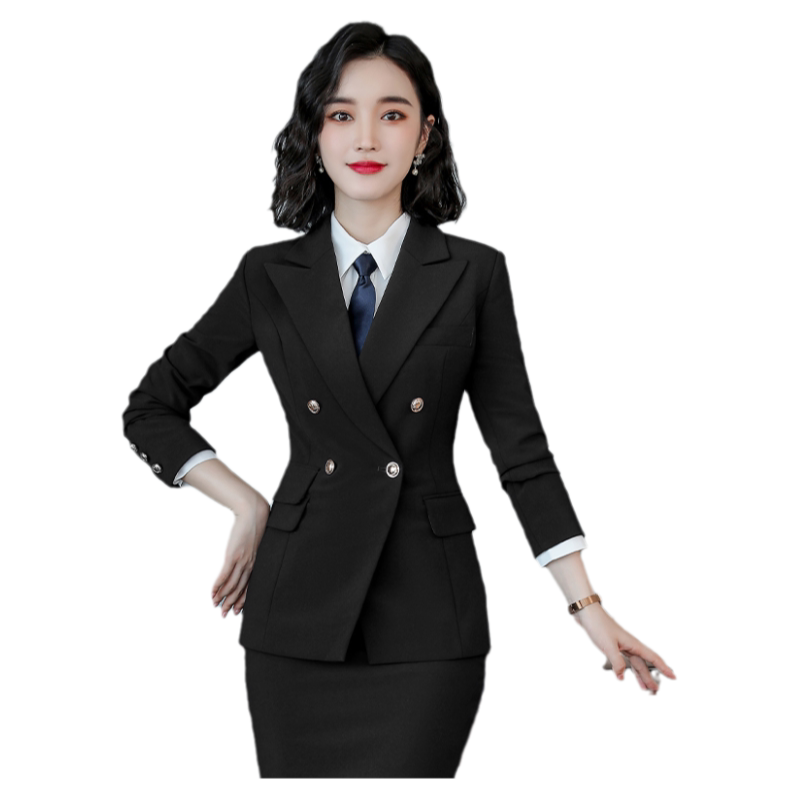 双排扣修身西装外套女职业装